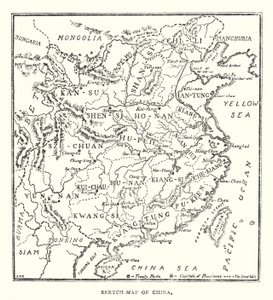 Chiny: Szkic-mapa Chin (kolor lito) autorstwa Norman Hardy