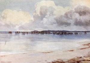 Marine Village, Tupusuli, Nowa Gwinea Brytyjska (kolor lito) autorstwa Norman Hardy