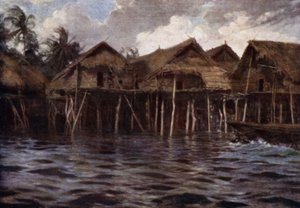 Wioska Motu znad morza (kolor lito) autorstwa Norman Hardy