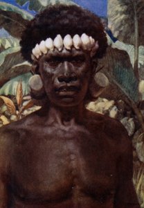 Portret kanibala z Wyspy Salomona (kolor lito)