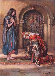 Boso przybyła żebraczka-pokojówka przed królem Cophetua, ilustracja z „The Children
