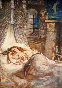 Komnata sypialna Imogen, Cymbeline, akt II, scena 2, ilustracja z „Opowieści Szekspira” Charlesa i Mary Lamb