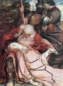 Lear, "Kordelia, Kordelia". Król Lear - akt V, scena 3 (kolorowa litografia)