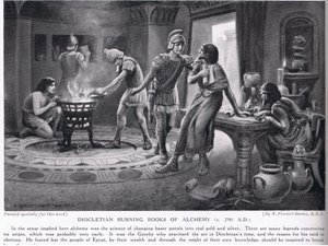 Dioklecjan palący księgi Alchemii 290 AD