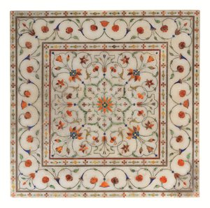 Marmurowy podnóżek inkrustowany marmurem Mughal pietra dura, ok. 1700 r. autorstwa North Indian School