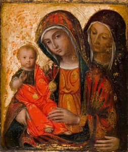 Dziewica Maryja, Chrystus i Święta Anna, c.1500-1600 (olej i panel)
