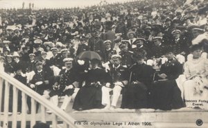 Dygnitarze oglądający Igrzyska Olimpijskie 1906 w Atenach autorstwa Norwegian Photographer