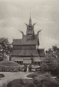 Fantoft, Stave-Church, Bergen (zdjęcie czarno-białe)