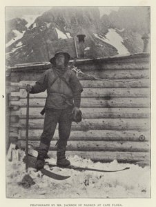 Zdjęcie pana Jacksona z Nansen w Cape Flora (zdjęcie czarno-białe) autorstwa Norwegian Photographer