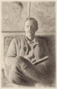 Portret Fridtjofa Nansena (akwaforta) autorstwa Norwegian School
