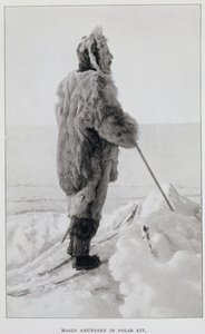 Roald Amundsen w zestawie polarnym, z "The South Pole...", wyd. 1912 (litografia) autorstwa Norwegian School