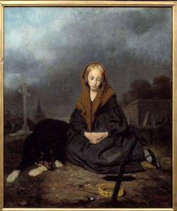 Młoda dziewczyna na cmentarzu Obraz Octave Tassaert (1800-1874) 1840 nd. 0,45x0,53 m Bayonne, Muzeum Bonnat