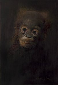 Mały orangutan 1, 2009 (akryl na drewnie)