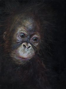 Mały orangutan 3, 2015 (akryl na drewnie)