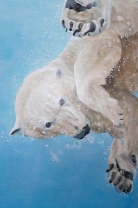 Balet niedźwiedzia polarnego, detal, 2012 (akryl na jajku rzeźbionym z włókna szklanego) autorstwa Odile Kidd