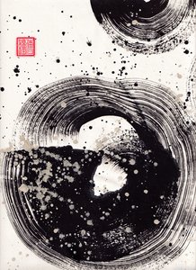 Circle Ink Abstraction 1, 2015 (tusz i kolor na papierze Xuan)