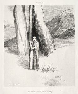 Szaleniec w ponurym krajobrazie autorstwa Odilon Redon