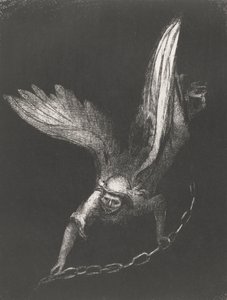Anioł z łańcuchem w dłoniach, 1899 (druk) autorstwa Odilon Redon