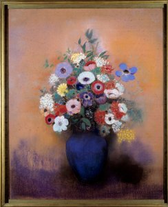 Zawilce i bzy w niebieskim wazonie autorstwa Odilona Redona (1840-1916) autorstwa Odilon Redon