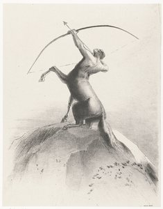 Centaur wskazuje na niebo Centaur wycelowany w nos autorstwa Odilon Redon