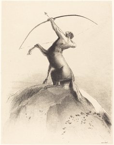 Centaur celujący w chmury autorstwa Odilon Redon