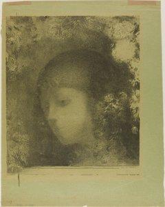Głowa dziecka z kwiatami autorstwa Odilon Redon