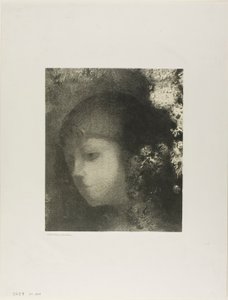 Głowa dziecka z kwiatami autorstwa Odilon Redon