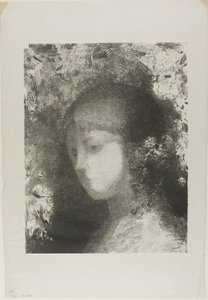 Głowa dziecka z kwiatami autorstwa Odilon Redon