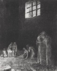 W cieniu ludzie płaczą i modlą się... autorstwa Odilon Redon