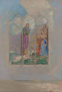 Oddanie w pobliżu czerwonego krzaka autorstwa Odilon Redon