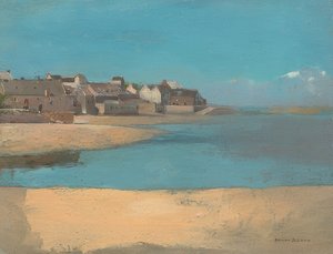 Wioska nad morzem, Bretania. Około 1880 r. autorstwa Odilon Redon