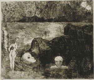 Dream Vision, n. 1880 (etsaus ja kuivakärki norsunluun kudospaperille) kiillotusaine autorstwa Odilon Redon