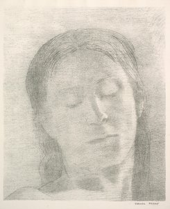 Oczy zamknięte, 1890. autorstwa Odilon Redon