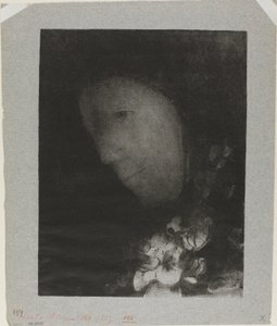 Głowa kobiety w kwiecistym bukiecie autorstwa Odilon Redon