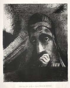Hołd dla Goi: W moim śnie ujrzałem na niebie twarz tajemnicy, 1885. autorstwa Odilon Redon