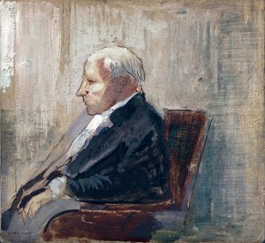 Siedzący człowiek - Obraz Odilona Redona (1840-1916), olej na tekturze (21,9x23,5 cm), ok. 1910 - MOMA (Muzeum Sztuki Nowoczesnej), Nowy Jork (USA) autorstwa Odilon Redon