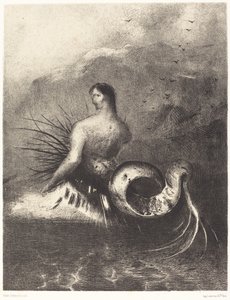 La sirene sortit des flots vetue de dards (Syrena odziana w zadziory wyłoniła się z fal autorstwa Odilon Redon