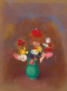Maki w zielonym wazonie; Maki w zielonym wazonie, ok.1910 autorstwa Odilon Redon