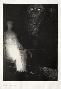 Nawiedzony dom: Kontynuowałem patrzenie na krzesło i wydawało mi się, że widziałem na nim bladoniebieski…, 1896. autorstwa Odilon Redon