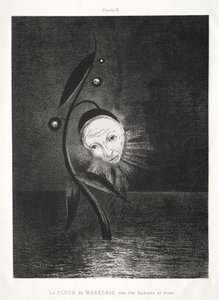Kwiat bagienny, smutna ludzka głowa autorstwa Odilon Redon