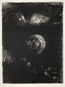 Kuszenie św. Antoniego Pierwsza seria: Powstają wszelkiego rodzaju przerażające stworzenia, 1888. autorstwa Odilon Redon