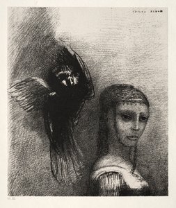 Kuszenie św. Antoniego Pierwsza seria: I duży ptak zstępujący z nieba..., 1888. autorstwa Odilon Redon