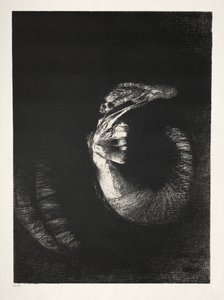 Kuszenie św. Antoniego Pierwsza seria: To czaszka ozdobiona różami..., 1888. autorstwa Odilon Redon