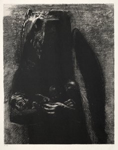 Kuszenie św. Antoniego Pierwsza seria: To diabeł niosący się pod swoimi dwoma skrzydłami,1888. autorstwa Odilon Redon