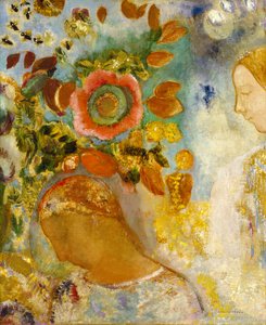 Dwie młode dziewczyny wśród kwiatów, 1912 autorstwa Odilon Redon