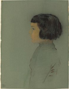 Młoda kobieta w profilu autorstwa Odilon Redon