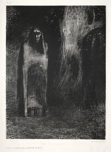 Noc: człowiek był sam w nocnym krajobrazie, 1886. autorstwa Odilon Redon Lemercier and Cie.