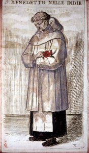 Zakon: mnich benedyktyn. Grawerowanie w O. Fialetti. 16 wiek.