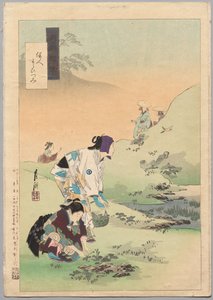 Beauties Harvesting Bracken z serii Gekkō’s Miscellaney autorstwa Ogata Gekko