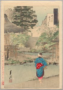 Prawdziwy widok Bentena w Inokashirze z serii Gekkō’s Miscellaney autorstwa Ogata Gekko